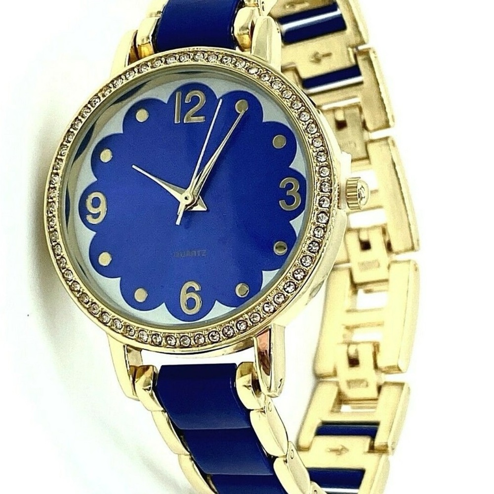 Gold w/Blue and Crystal Accents Watch
